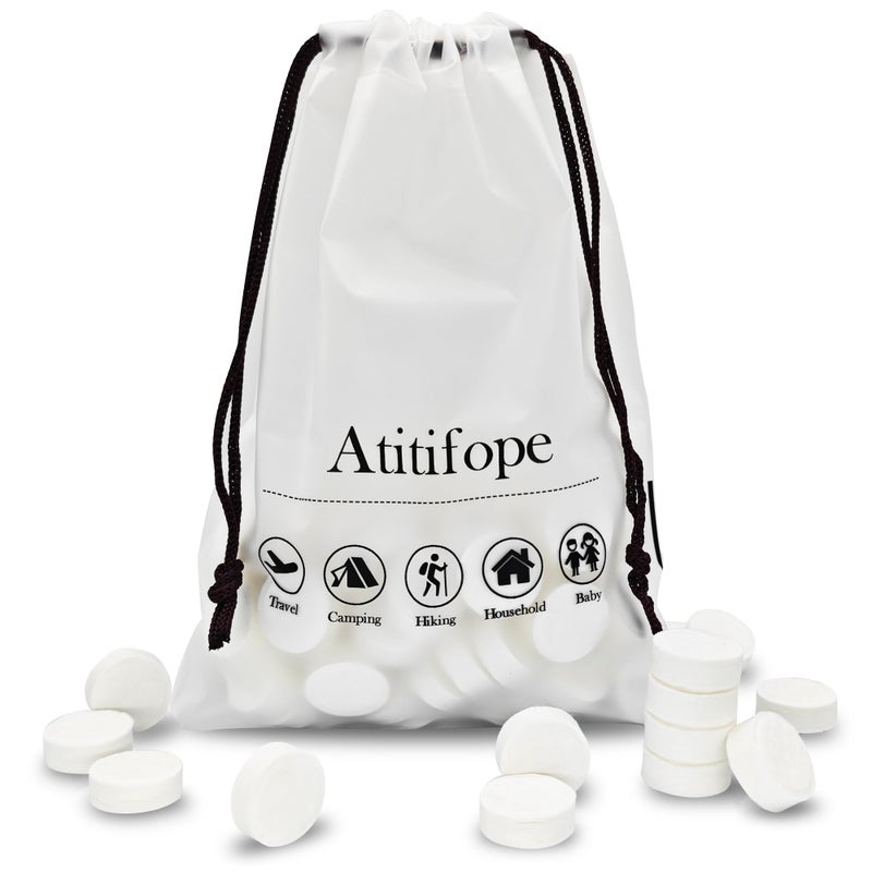 Atitifope Compressed Facial Towels (100 Count) - Disposable Wash Cloths for Travel and Camping (7.9in x 7.9in) - Image 1